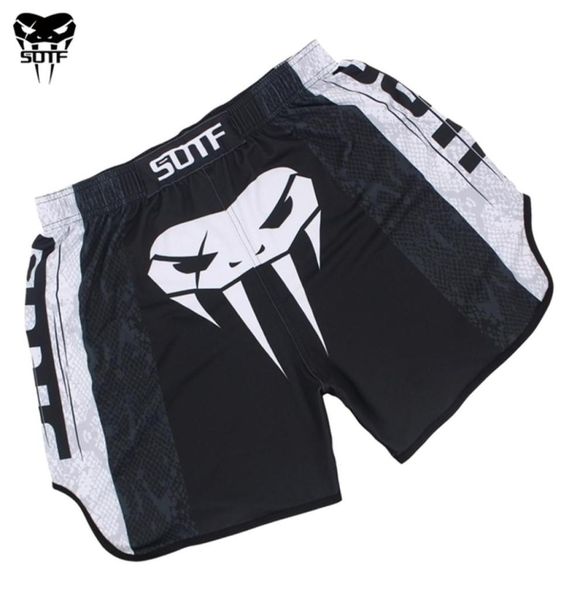 SOTF mma cabeça de cobra preta movimento elástico combate mma shorts Tiger Muay Thai boxe shorts sanda kickboxing roupas mma 2012165395479