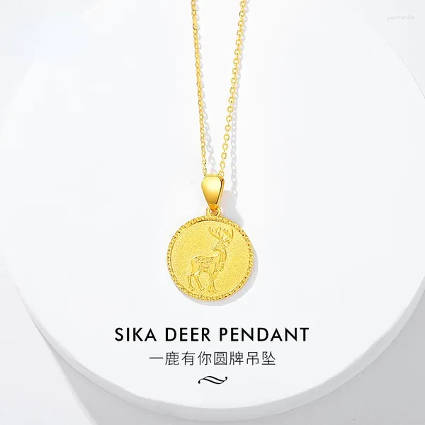 Подвески, золотой медальон 5G, подвеска в виде оленя, женское ожерелье на ногу 999, двусторонняя цепочка на ключицу