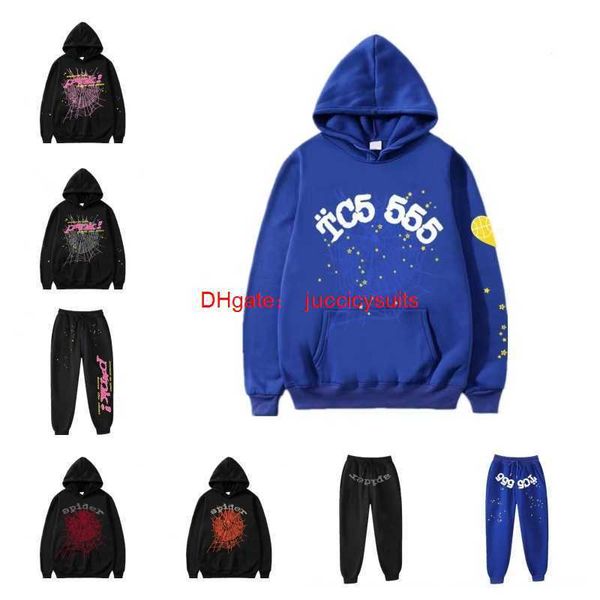 Ucuz Toptan Örümcek Kapüşonlu SP5der Young Thug 555555 Melek Külot Pembe Kırmızı Kaput Pantolonlar Erkekler SP5Ders Baskı Sweatshirts En Kalite Birçok Renk Cofz