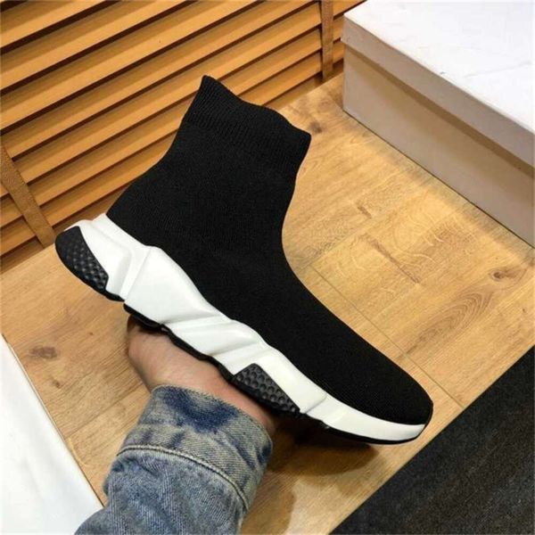 2021 Çorap Ayakkabı Büyük Boy Comfort Sole Erkek Kadın Eğitmenleri Hommes Deri Siyah Glitter Örme Chaussures Üçlü Espadriller