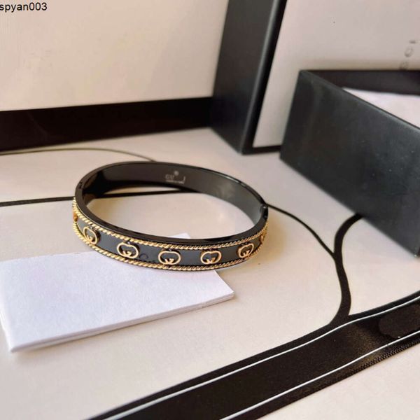 Bangle Designer Luxo Pulseira Marca Estilo Moda Mulheres Negras Aço Inoxidável Presente de Casamento Jóias