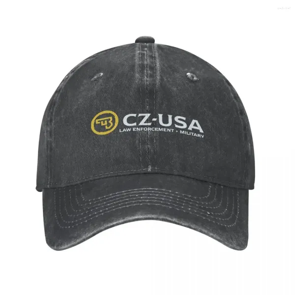 Top Caps CZ USA Guns Logo Unisex Style Beyzbol Kapağı Sıkıntılı Yıkalı Şapkalar Vintage Açık Mevsimler Seyahat Ayarlanabilir Fit Güneş