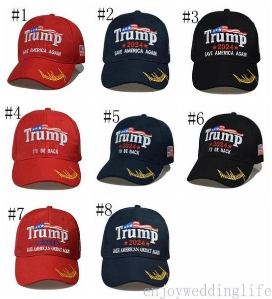 8 Stile Neueste 2024 Trump Baseball Cap USA Präsidentschaftswahl TRMUP gleicher Stil Hut Ambroidered Pferdeschwanz Ball Cap DHL schnelles Schiff2248982