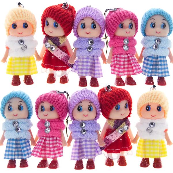 Novas crianças brinquedo bonecas 8cm macio interativo bebê boneca brinquedos mini boneca para meninas crianças presente de aniversário chaveiro pequeno pingente bj