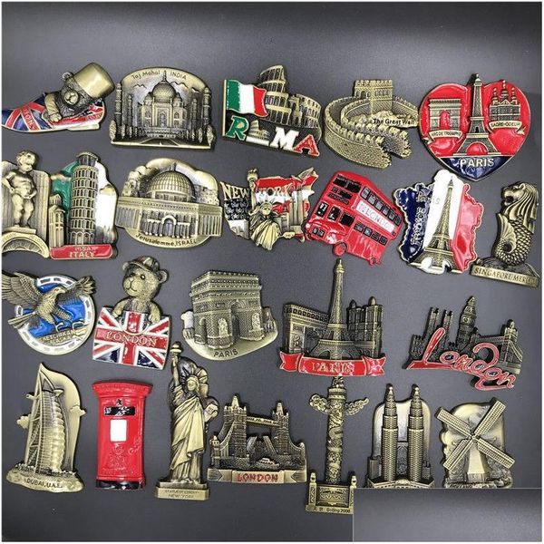 Estatuetas de objetos decorativos EUA Alasca York Paris Itália Londres Post Office Bélgica Cingapura Holanda Israel Índia Dubai Emirados Árabes Unidos F Dhtdj