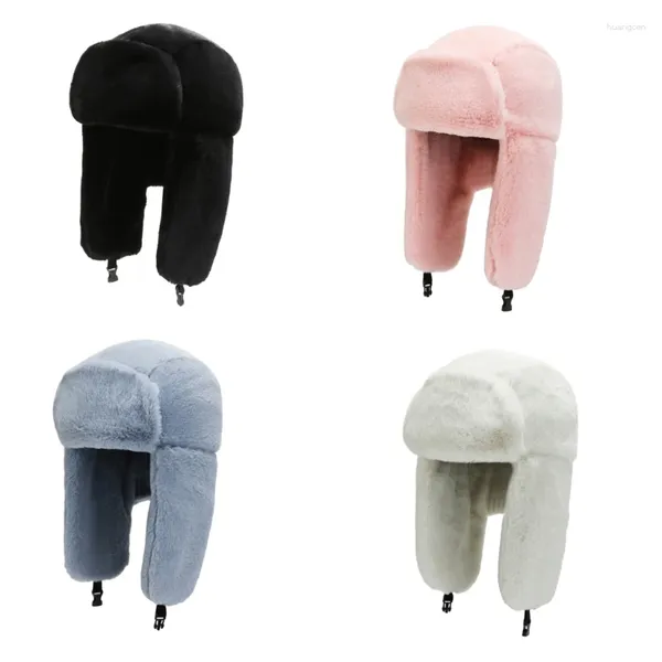 Berets Faux Furs Trapper Hat com aba de orelha à prova de frio inverno quente caça fecho gota