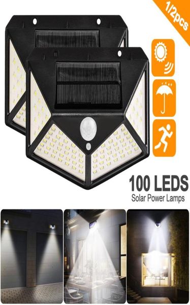 100 LED Luz de parede com energia solar PIR Motion Sensor 3 Modo de iluminação Lâmpada à prova d'água Garden9314886