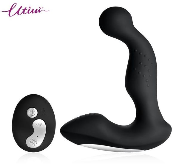 Utimi 12-stufiger Prostata-Stimulator, wiederaufladbarer Analvibrator, leistungsstarkes Prostata-Massagegerät, Fernbedienung, Heizfunktion, Schwarz, S186749698