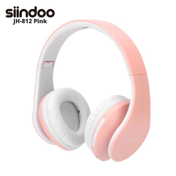 Spieler Siindoo Jh812 Rosa Drahtlose Kopfhörer Unterstützung SD-Karte FM Bluetooth Faltbarer Kopfhörer Hifi Stereo mit Mikrofon für Laptop PC TV