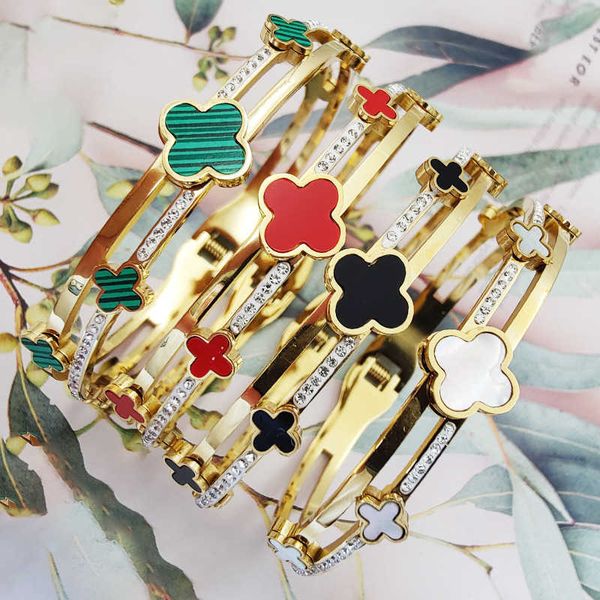 Дизайнерский браслет Van Cl-Arp, интернет-знаменитости, горячие продажи, новый четырехлистный клевер, браслет из 18-каратного золота, женский красочный браслет из ракушек и перламутра, инкрустированные бриллиантами