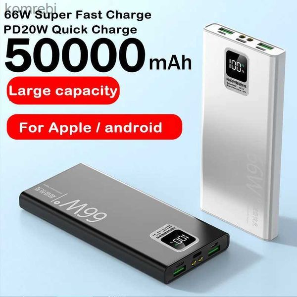 Power Bank per telefoni cellulari Power Bank 50000mAh con uscita USB Batteria esterna Powerbank a ricarica rapida da 66 W per iPhone Huawei Samsung PowerbankL240111