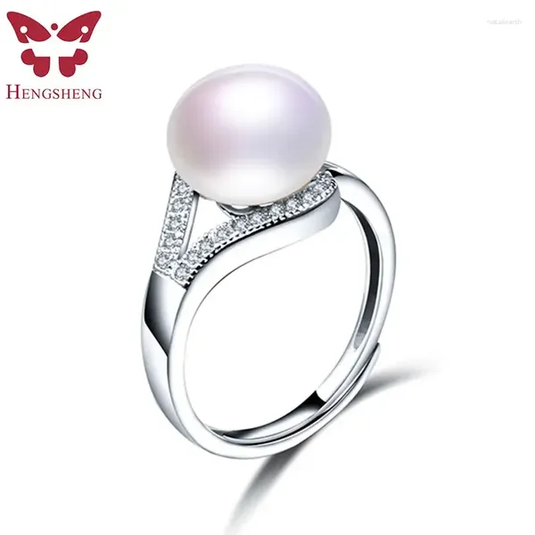 Cluster-Ringe HENGSHENG Eleganter Ring aus natürlicher Süßwasserperle Weibliches Geburtstagsgeschenk für Frauen 925 Sterling Silber Schmuck