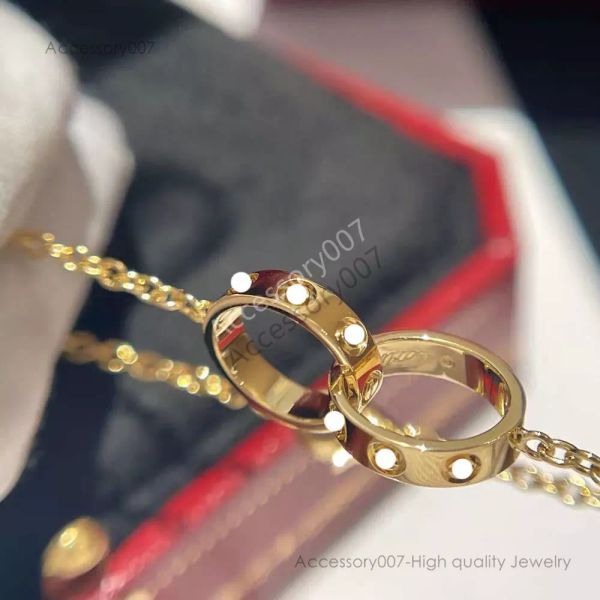 Designer-Schmuck-Armband, modisches Armband, heißer Verkauf, neues diamantfreies Doppelring-Armband für Damenmode, Vielseitigkeit, Farbbeständigkeit, leichter Luxus und