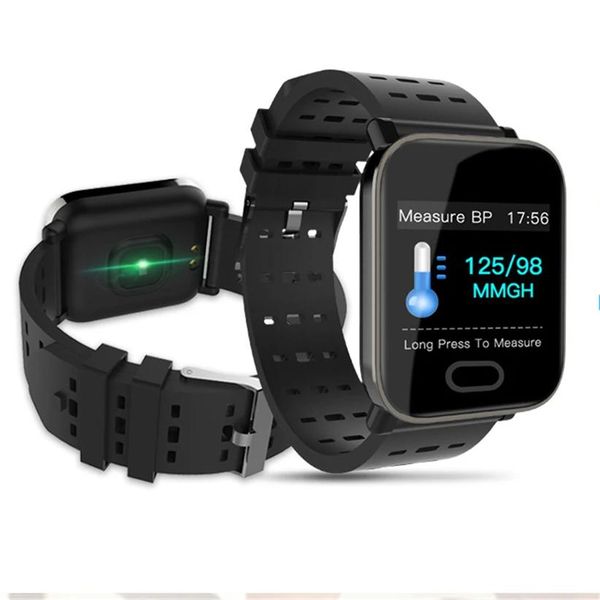 Uhren A6 Smart Watch mit Herzfrequenzmesser Fitness Tracker Blutdruck Armband Smartwatch wasserdicht für Android IOS PK Q8 V6 S9