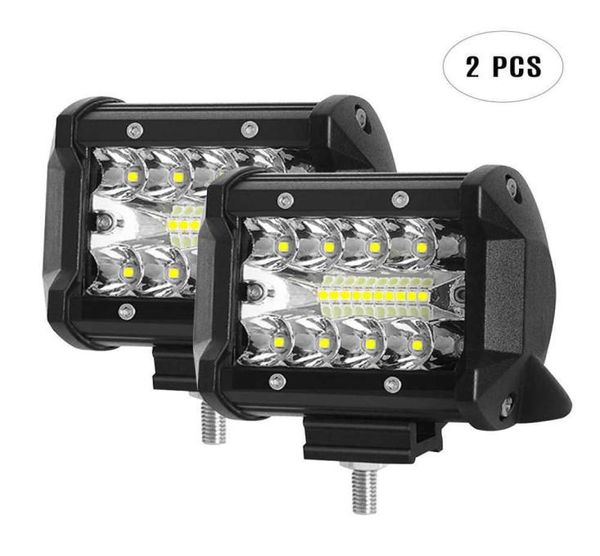 2 pièces barre de LED de voiture lampe de travail 60W lumière de travail tout-terrain 12V lampe d'éclairage Spot 4x4 LED ampoules de phare de tracteur projecteur camion ATV UTV3798646