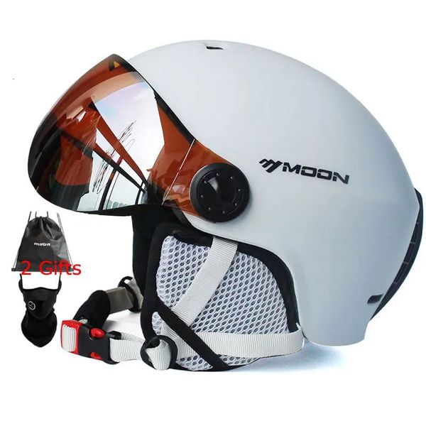 Lua capacete de esqui óculos integralmente moldados esqui ao ar livre adulto esporte snowboard skate capacetes para crianças adultos 240111