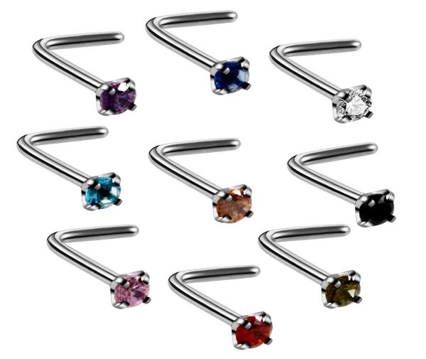 Set di borchie per naso in cristallo Anelli per naso Borchie Viti per piercing in acciaio inossidabile Anelli per setto nasale alla moda4430122