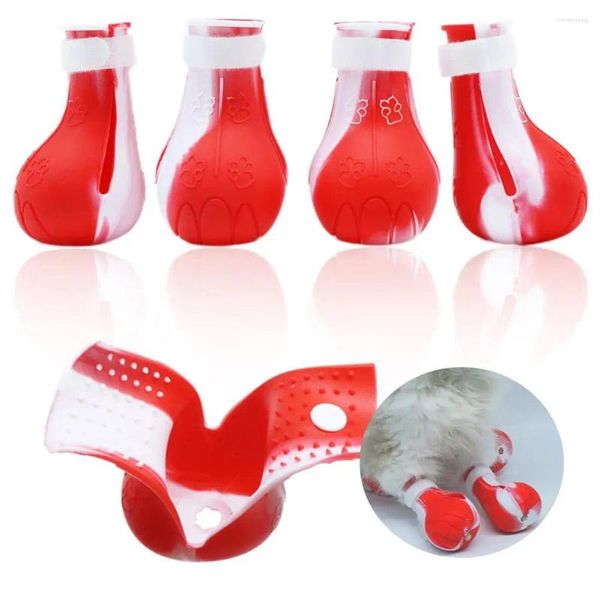 Costumi per gatti 4 pezzi Copri piedi in silicone per animali domestici Lavabile Antigraffio Protezione per stivali di colore a contrasto