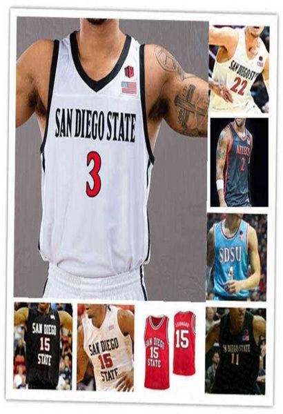 Ksne usa camisas personalizadas de basquete universitário San Diego State Aztecs SDSU Matt Bradley Trey Pulliam Nathan Mensah Keith Dinwiddie J7627965