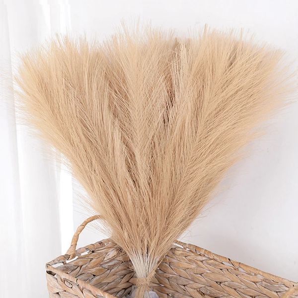 15/30 peças grama de pampas artificial cesta suspensa família sala de estar decoração de festa de casamento planta falsa 43cm flor seca vaso diy 240111