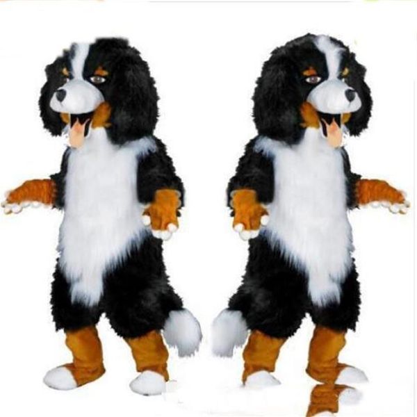 2018 design personalizado branco preto ovelha cão mascote traje personagem dos desenhos animados vestido extravagante para fornecimento de festa adulto size320k