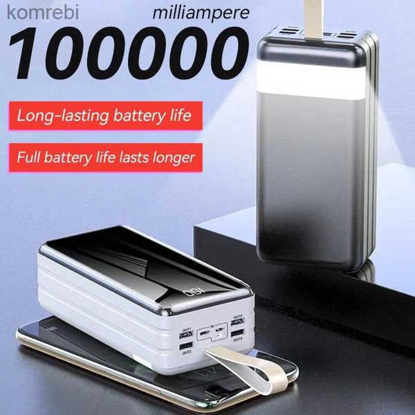 Banques d'alimentation pour téléphone portable 100000mAh Power Bank Chargeur portable 4 USB Powerbank pour iPhone 12 13 Samsung S22 Batterie externe Poverbank avec LightL240111