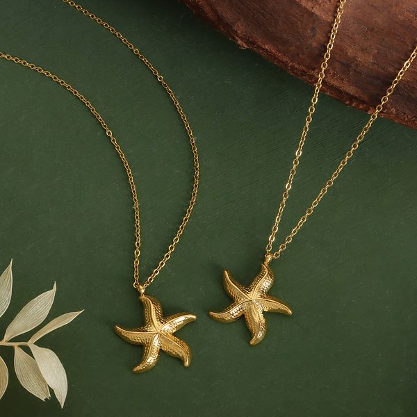 Женское золотое ожерелье из нержавеющей стали с покрытием из золота 18 карат, милое и маленькое ожерелье с подвеской в виде морской звезды, ювелирное изделие, подарок