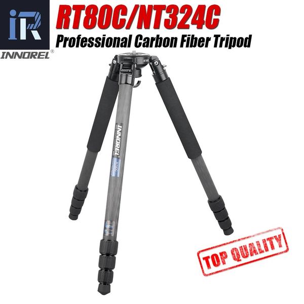 Tripés Rt80c/nt324c Profissional Tripé de fibra de carbono para câmera Dslr Filmadora de vídeo Birdwatching Heavy Duty Camera Stand 75mm Bowl