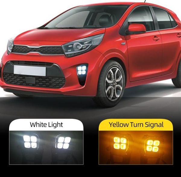 2 pçs para kia picanto 2017 2018 2019 2020 led luzes de nevoeiro drl led farol luz circulação diurna amortecedor dianteiro lâmpada assembly2976795