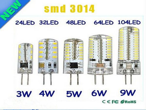 G4 12V 110220V LED Lâmpada de milho 3W 4W 5W 6W 9W LED Light 3014 Corn Bulb Silicone Lâmpadas Lustre de cristal Decoração de casa Light1311105