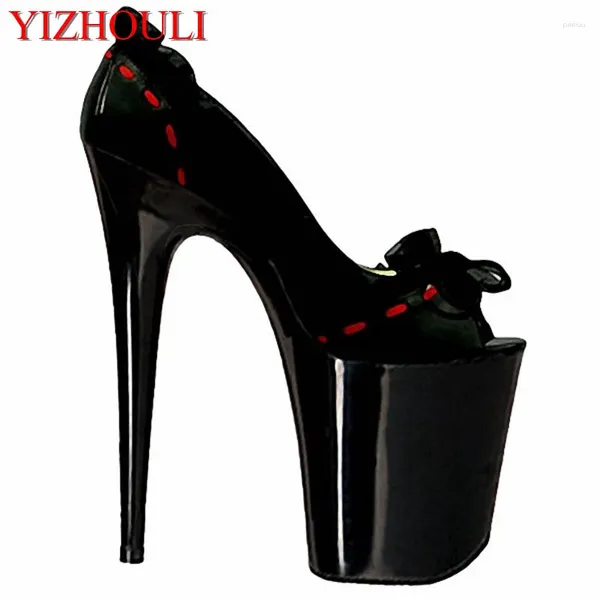Модельные туфли 8-дюймовый открытый носок на кружевном каблуке Свадебные пикантные женские модные туфли на высоком каблуке 20 см на платформе, красные туфли