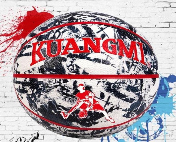 SPALDING Personality Kuangmi Street Graffiti rot schwarz Basketballball Größe 7 Cooles verschleißfestes PU-Spiel5337023