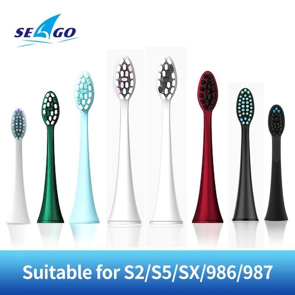 Escova de dentes SEAGO Cabeça de escova de dentes elétrica Escova de substituição Sonic 4PCS Compatível para SG986/SG987/S2/SX/S5 Gum Health Whitening Cabeças de escova