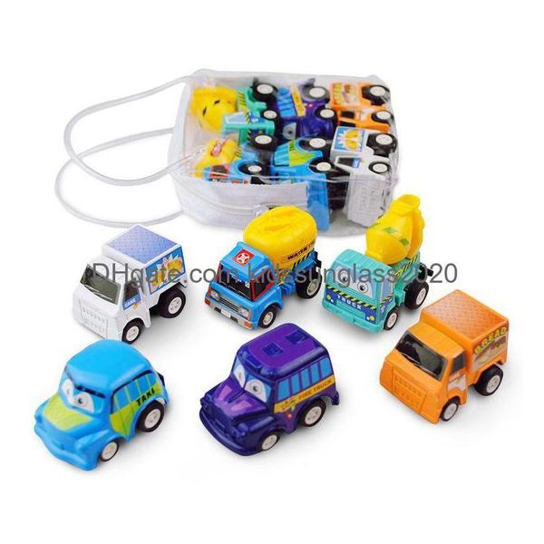 Diecast modelo carros 6 peças/lote presentes do bebê crianças brinquedos inércia carro mini pl volta entrega gota dhjmn dh3xa