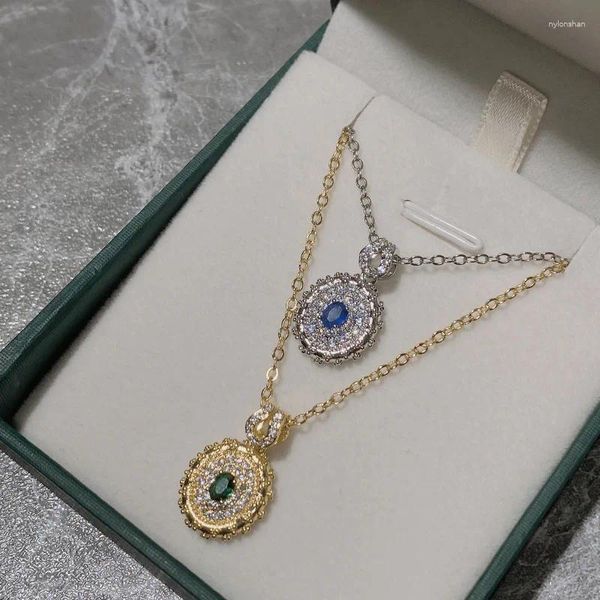 Kolye Kolyeleri Versa Jewelry'nin İtalyan İmitasyonu Safir Kolye Altın Kaplamalı Mikro Çıkarılmış Bucci