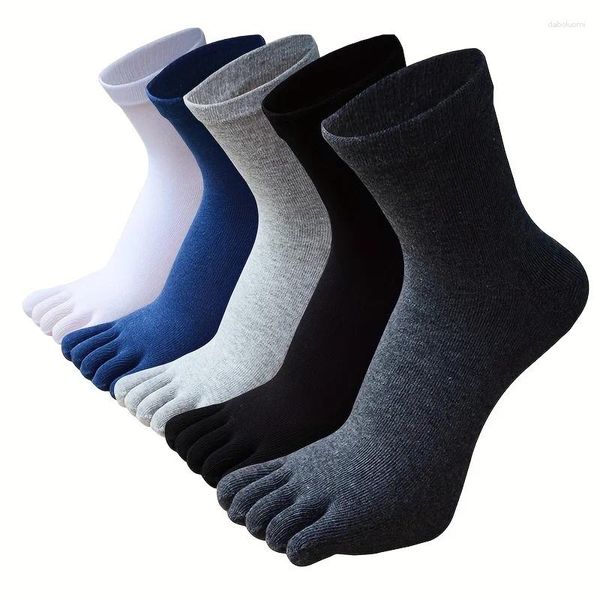 Мужские носки, 5 пар, однотонные, повседневные, с пятью пальцами, дышащие, устойчивые к запаху, удобные носки для экипажа, уличные носки для верховой езды, бега, спортивные носки для фитнеса