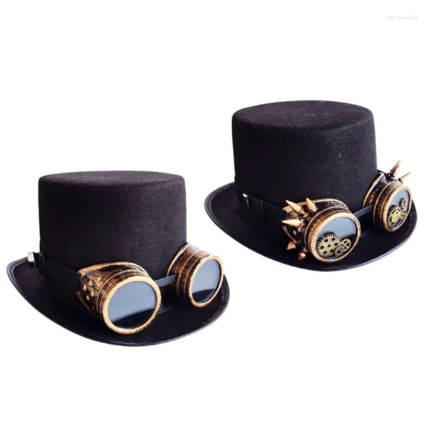 BERETS '80 Victorian Steampunk Top Hat Cool Deluxe Halloween Costume per viaggiatore di tempo Fancy Dress Party Un