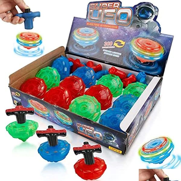 Kreisel, 12 Stück, LED-Leuchtspielzeug, blinkende Ufo-Kreisel mit Gyroskop, Neuheit, BK-Spielzeug, Partygeschenke, Geburtstagszubehör, Dro-Drop-Lieferung, DHN9S