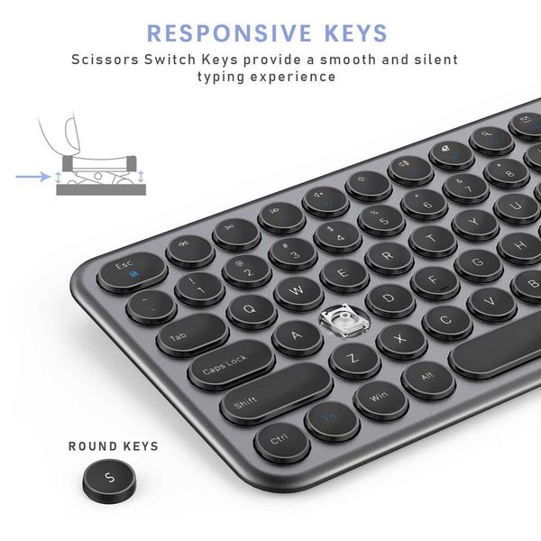 Tastaturen 2,4 G kabellose Tastatur und Maus-Kombination, ergonomische Tastatur mit runden Tasten, USB-Maus, Windows, Laptop, PC, NotebookL240105