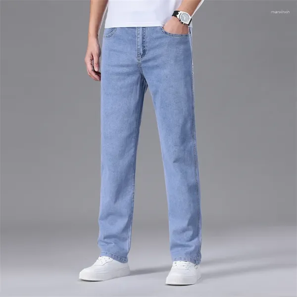 Herren-Jeans, helle Farbe, gerades Bein, lockere Passform, trendige Marke, breite amerikanische High Street, vielseitige Freizeithose