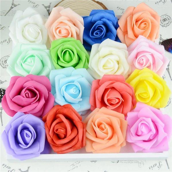 Flores decorativas 10 peças/saco simulado cabeça de rosa dia dos namorados espuma flor buquê de casamento materiais de embalagem