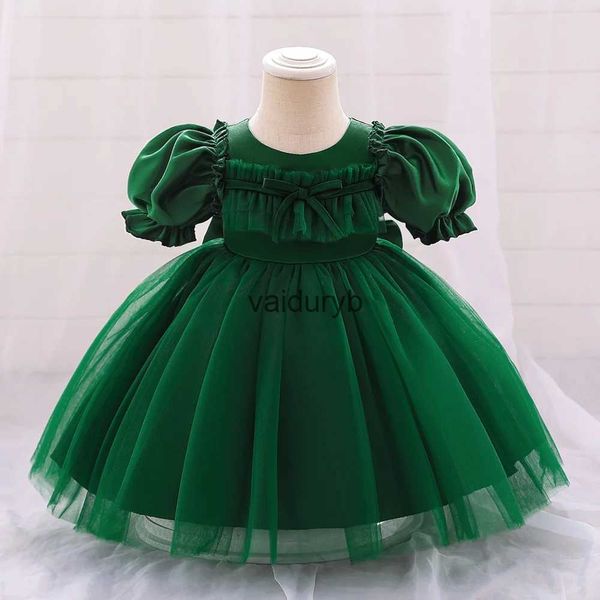 Платья для девочек Зеленое рождественское детское платье для девочек Вечернее платье на первый день рождения для маленьких девочек Тюлевые белые платья принцессы для крещения 0-2Yvaiduryb