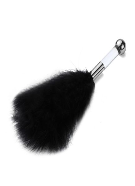 Sexy Feather Stick Manico in metallo Coda anale Plug Flirt Solletico Frusta per le donne Accessori erotici per adulti Preliminari giocattolo del sesso per coppie1166856