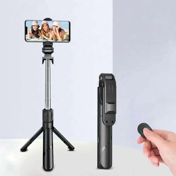 Monopés 3 em 1 sem fio Bluetooth Selfie Stick Dobrável Mini Tripé Expansível Monopé com Controle Remoto para iPhone IOS Android