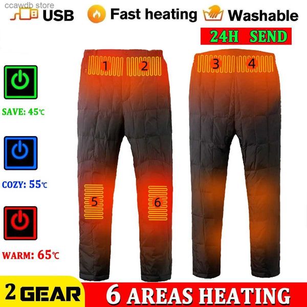 Calças femininas capris inverno calças aquecidas 6 áreas calças de aquecimento ao ar livre caminhadas quente magro usb trekking esqui calças térmicas elétricas calças femininas t240110