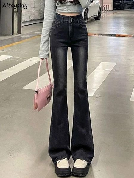 Jeans Jeans skinny Donna Autunno Chic Vintage Denim Sexy Vita alta Tenero Streetwear Pantaloni a zampa d'elefante Casual lavati Adolescenti Design semplice