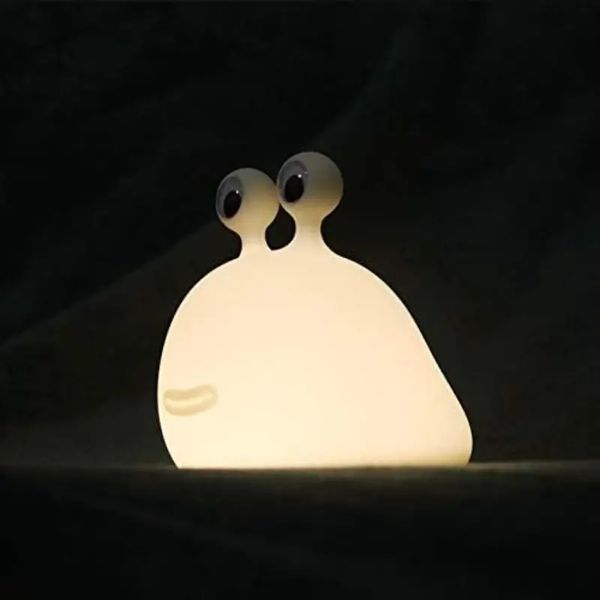 Lampada in silicone a forma di lumaca da 1 pezzo, con sensore tattile per camera da letto Lampada ricaricabile tramite USB per animali carini, Impostazione timer Lampada da comodino sicura, Lampada a LED portatile, Per la decorazione del dormitorio