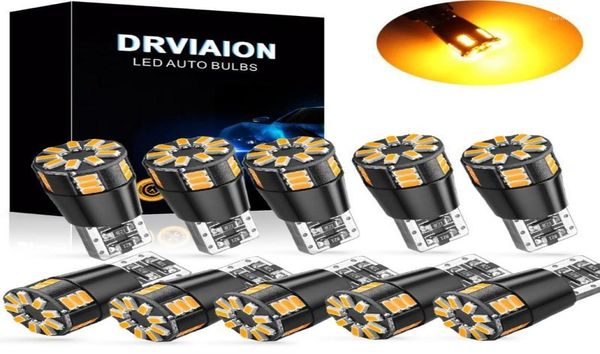 Luci di emergenza 10x T10 W5W Lampadina LED Errore CANBUS 2825 194 3014 24SMD Accessori auto Lampada da lettura liquidazione Auto Giallo Blu6353658