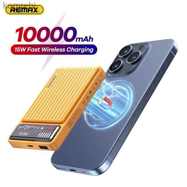 Cep Telefonu Güç Bankaları Remax 10000mAh MacSafe Powerbank 15W Manyetik Güç Bankası Kablosuz Hızlı Şarj Cihazı İPhone 15 14 13 12 Yedek Batayy240111