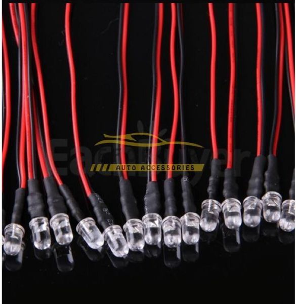 Set di lampadine a LED rosse da 100 pezzi da 5 mm precablate 12V 22 cm 09256268